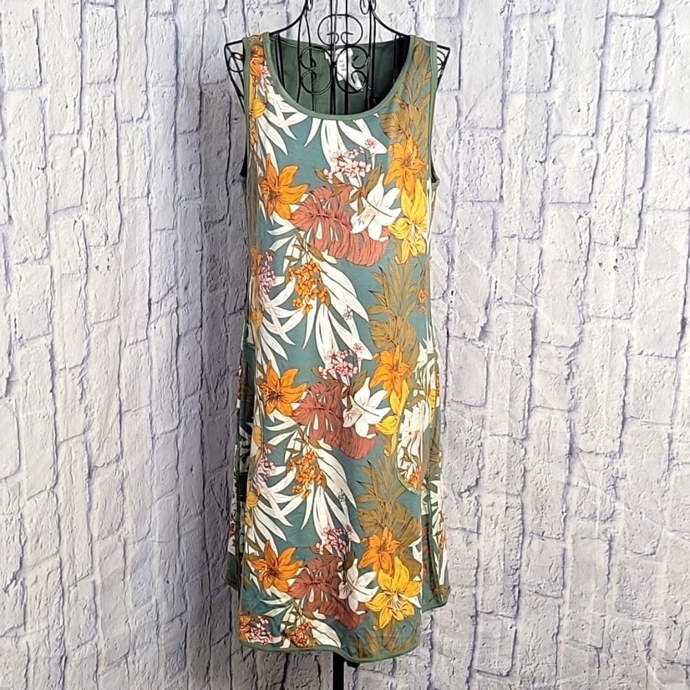 TRIBAL JEANS‎ Floral/Green Reversible A Line Sleeveless Dress PS